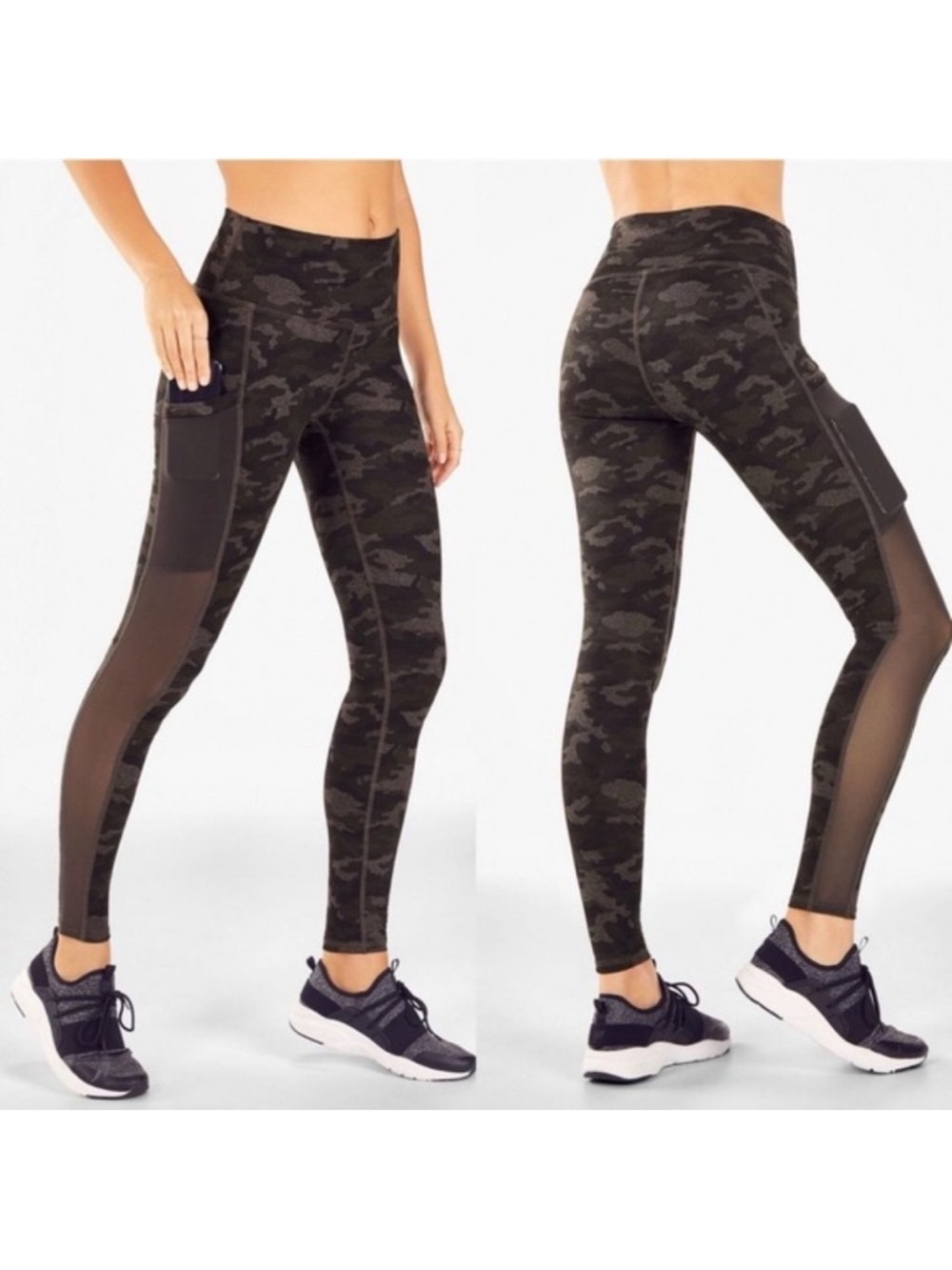 Fabletics PowerHold Black Heather Camo Leggings